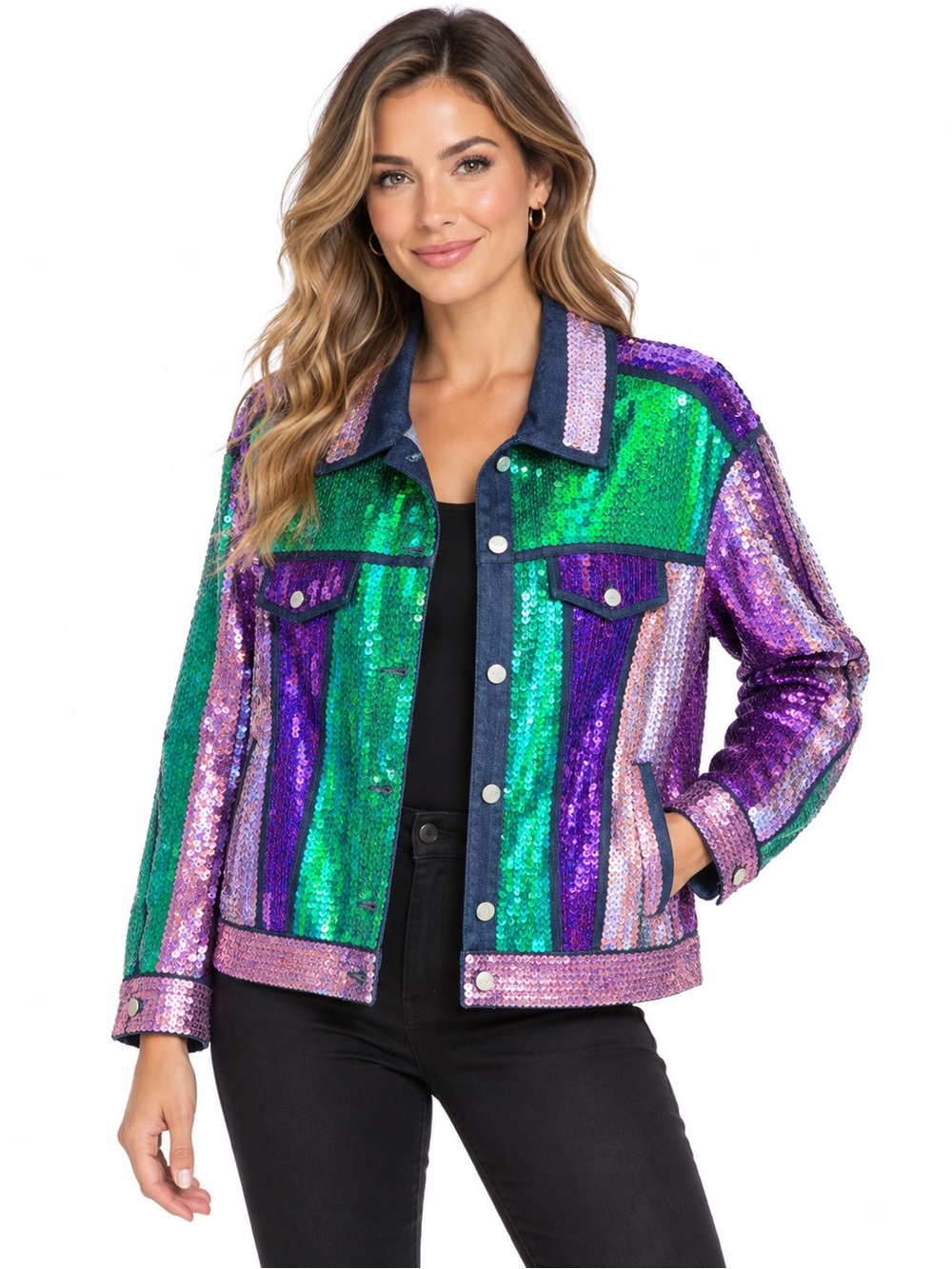 Circus NY Sam Edelman Sequin Square Trucker Jacket Star of Show Small $350 retai